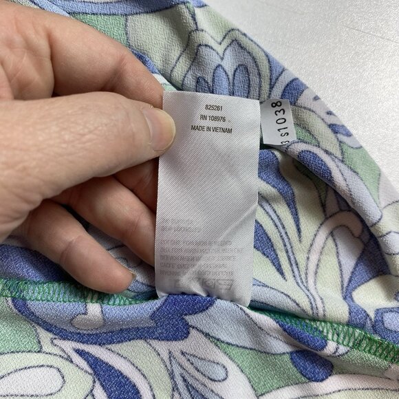 IMAN Global Chic Drapey Knit Tiered Maxi Dress Blue Green Floral Sz S Boho NWT - Picture 9 of 9